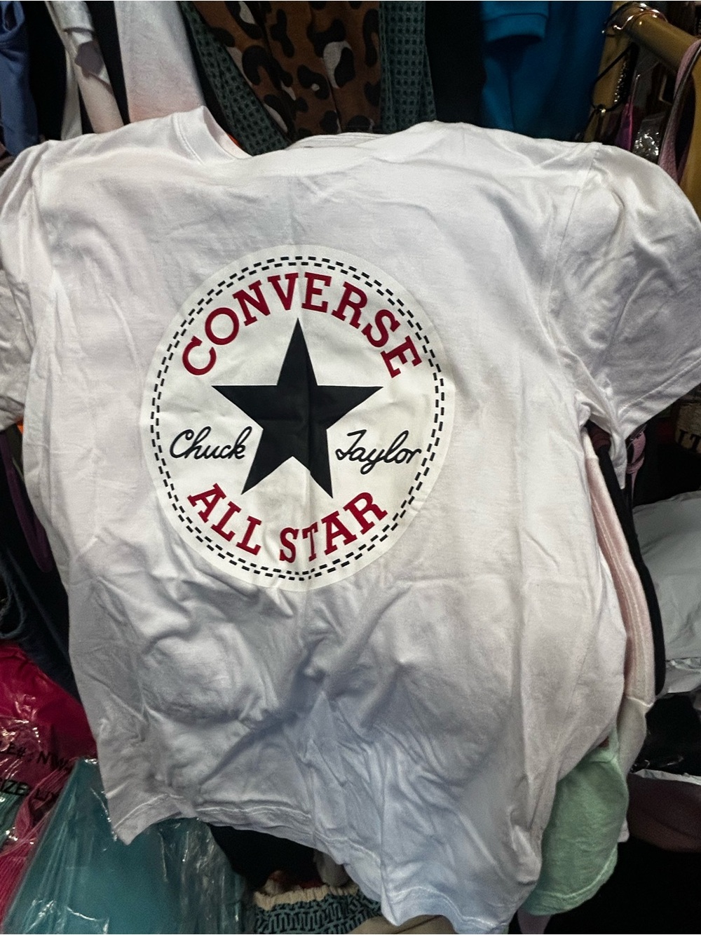Converse White Tee with Black Star and Red Logo